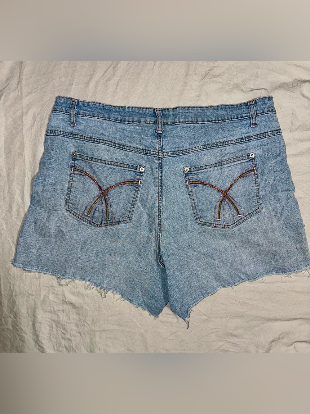 Carolina Blues Plus - Light Wash Denim Cutoff Shorts with Frayed Hem sz.18w - Picture 2 of 9